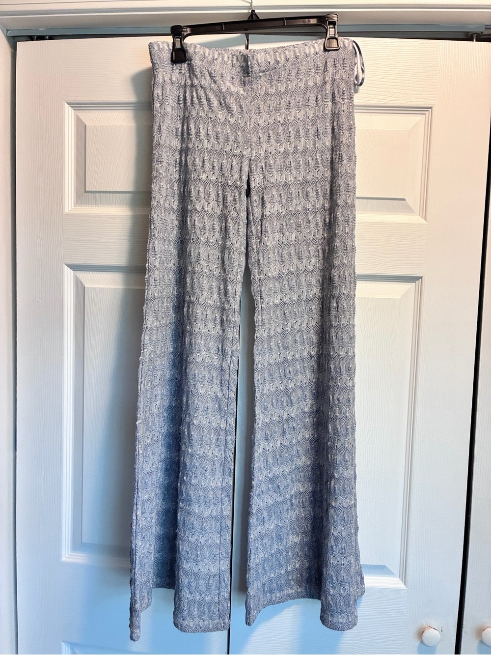 Free People Light Blue Knit Wide-Leg Pants